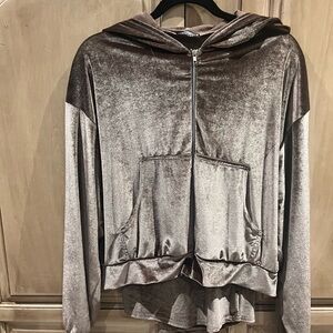 2 piece set-Luxurious Velvet Hooded Jacket and pant in a beautiful Silver Brown